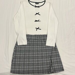 SO Women's A-Line Plaid Skirt - Black and White
